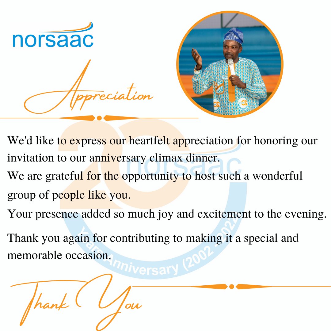 Thank you so much for taking the time to celebrate with us.
We hope to celebrate more anniversaries with you in the future.

#Norsaac #NorsaacAt20