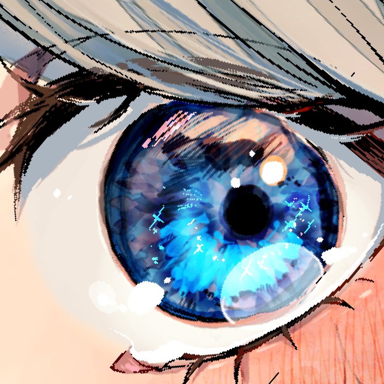 eye focus blue eyes close-up reflection solo bangs looking at viewer  illustration images