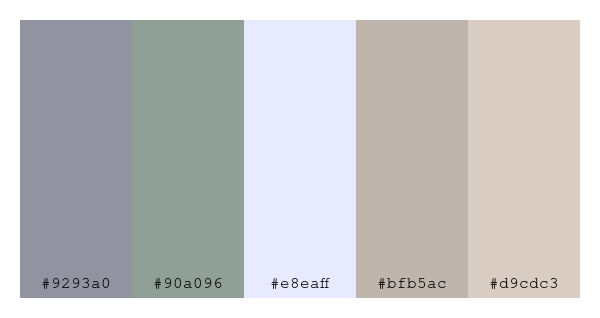 ColPaletteBot's tweet photo. Beep beep, here's a pretty color palette for you!
color-scheme.js parameters used:
- hue: 39
- variation: pale
- colors: #9293a0, #90a096, #e8eaff, #bfb5ac, #d9cdc3
Have a lovely day!
#twitterbot #colorpalette #colors #palette #prettycolors https://t.co/NKlr1Znm2d
