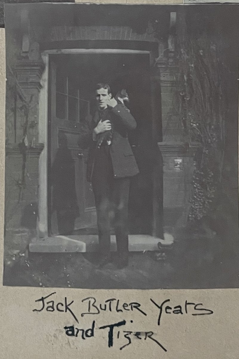 NLIreland's tweet photo. There’s nothing better than cuddling up with our furry friends post-#Christmas... We recently acquired this fabulous photograph of the artist #JackBYeats with Tiger, the #cat. 🐈 https://t.co/tthxOocvcd
