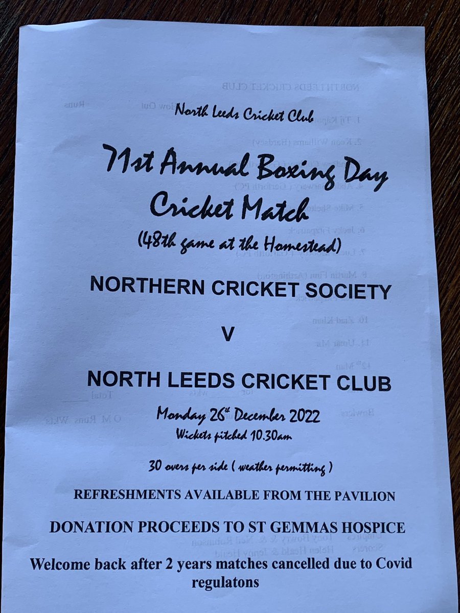 Mary O'Kane (@mpmok) on Twitter photo 71st annual Boxing Day cricket match <a href="/NorthLeedsCC1/">NorthLeedsCC</a> in aid of St Gemma’s Hospice <a href="/stgemmashospice/">St Gemma's Hospice</a> 71st annual Boxing Day cricket match <a href="/NorthLeedsCC1/">NorthLeedsCC</a> in aid of St Gemma’s Hospice <a href="/stgemmashospice/">St Gemma's Hospice</a>