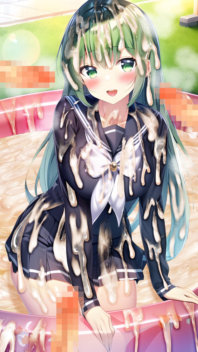 セーラー服で精液ビニールプール 