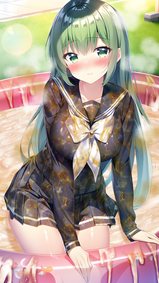 セーラー服で精液ビニールプール 