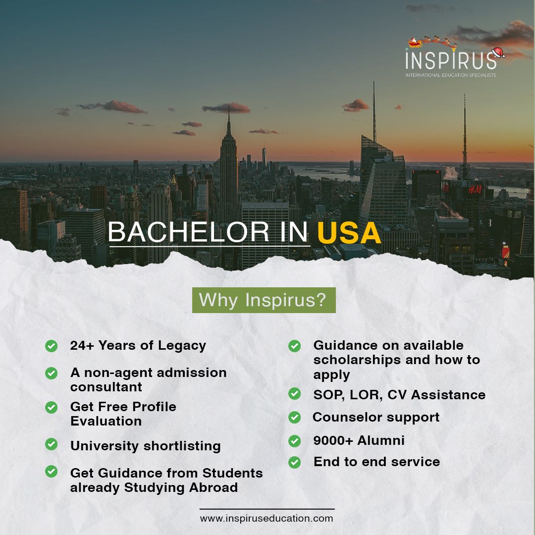 USA is a melting pot of people from all over the world. Our students have secured admissions and scholarships to the top universities and programs in the US. 
Get free counseling Now

#studyaborad #studyinusa #usauniversities  #studyinabroad #bachelorsinusa #careercounselling