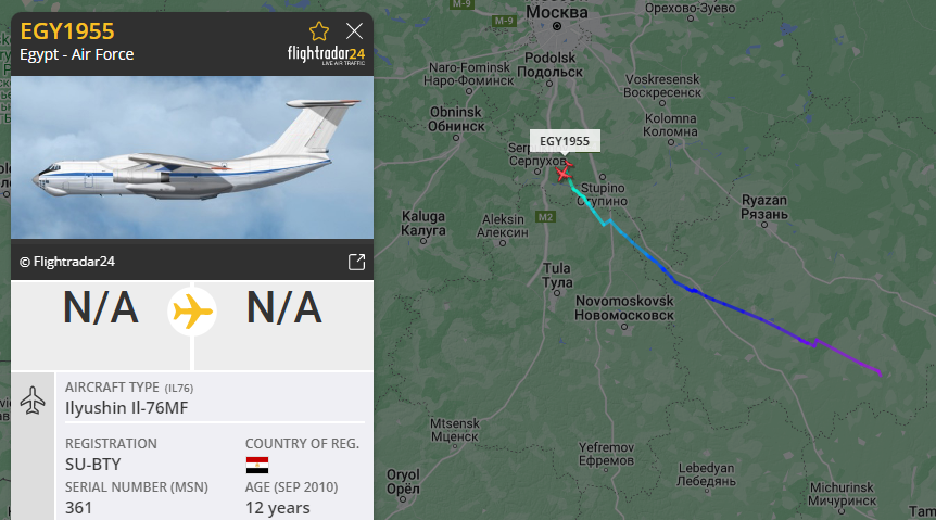 5472_nde's tweet photo. EGY1955 #EgyptAF IL76 south of Moscow. 1128z https://t.co/VGl1ET3rjk