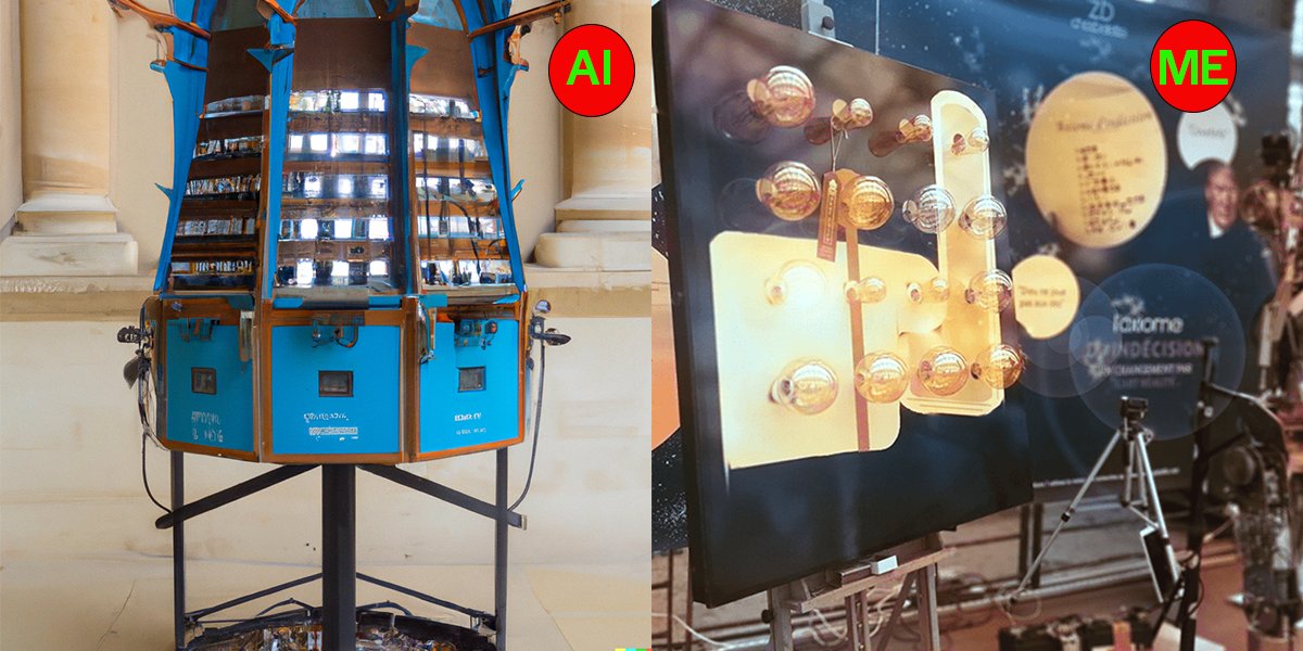 byarseneca's tweet photo. I created a machine to answer prayers, which was exhibited at the Cité des Sciences in Paris.
I must confess that I quite like the design of the artificial intelligence, for its praying machine.
I wonder if I'm not going to make it.
#aivsme #ArtificialIntelligence #cryptoart https://t.co/wvV0O5kGUF