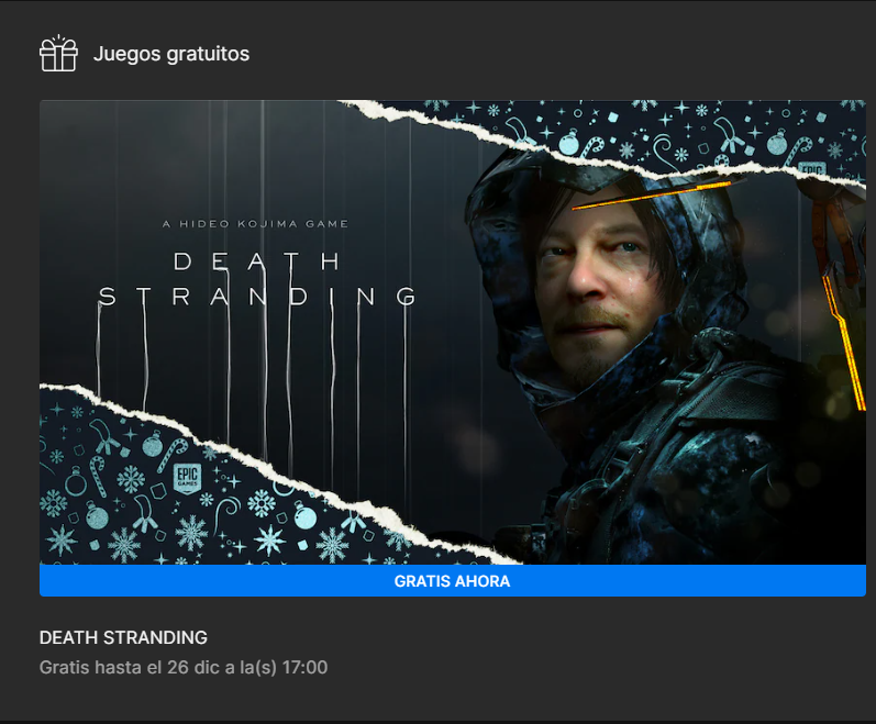 DUTYGΔMΞPLΔYS on Twitter: "Death Stranding gratis en la Epic Games Store."