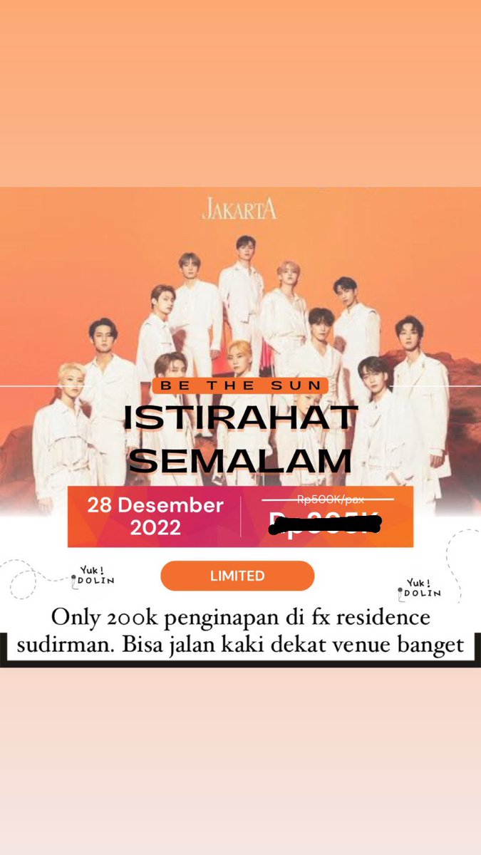 yukidolin's tweet photo. Penginapan 1 malam di FX Residence Sudirman dekat venue konser Seventeen be the sun.
Only 200k. 3BR nih yang mau sharing room atau rombongan juga boleh banget.
#BETHESUNinJKT #BeTheSunInJakarta #SeventeenInJakarta #sharingroom #SeventeenInJKT https://t.co/Acrl9G7udf