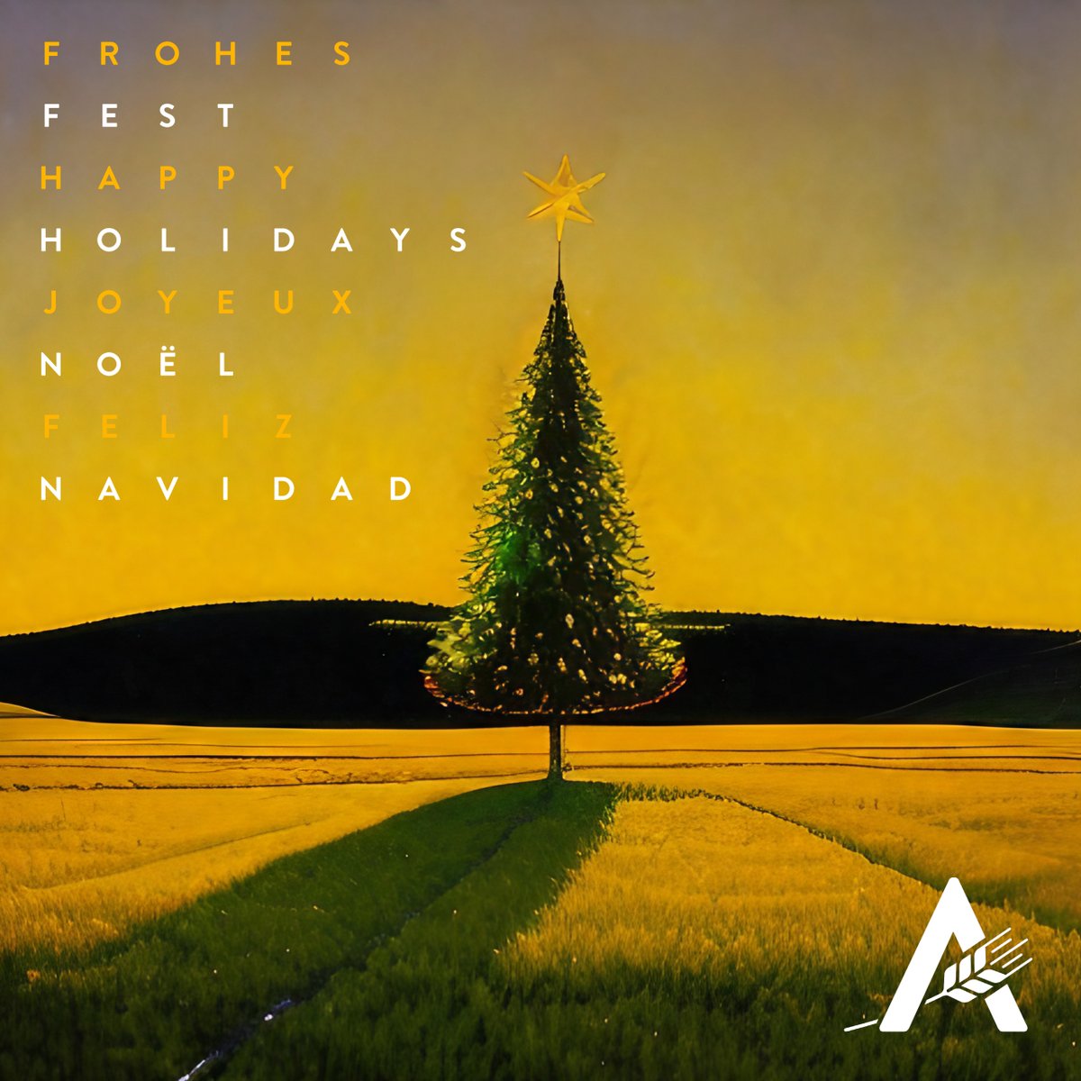 All of us at Ackermann wish you and your teams some respite over the holidays and that you will have a blissful 2023, full of joy, good health and successes! (Image via Jasper.ai - xmas tree in a barley field😉) #plantbreeding #barley #soy