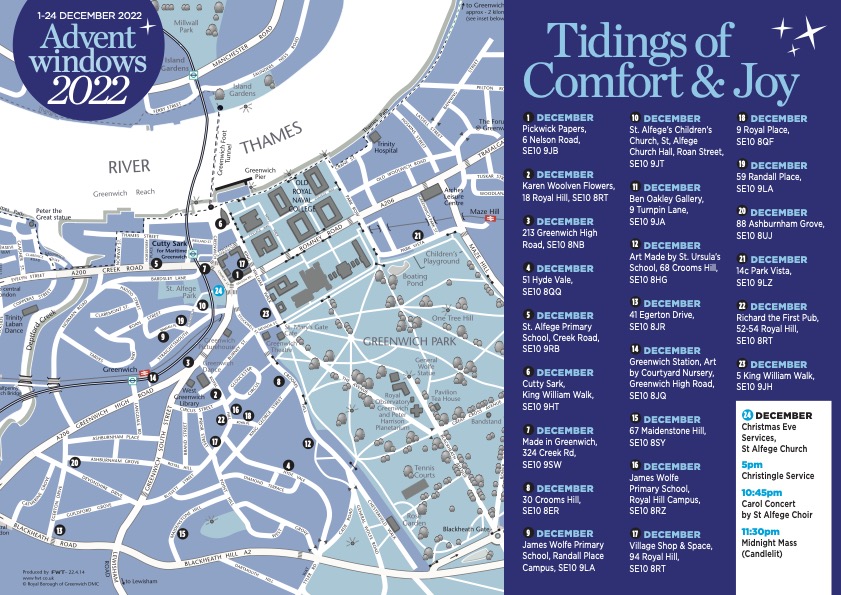 Happy Boxing Day! Celebrate the day, and enjoy your traditional Boxing Day walk, by going out and admiring the Advent Windows in Greenwich. See one, eight or all 24! Map also available on our website at adventwindows.com