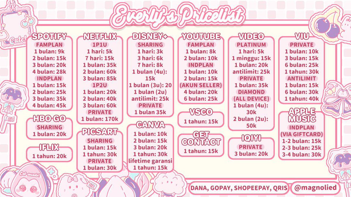 magnolied's tweet image. ready premium apps!
• 100% trusted &amp;amp; bergaransi
• payment via qris, dana, spay, gopay
• order dm! 📩 (mention after dm)
#zonauang #zonajajan