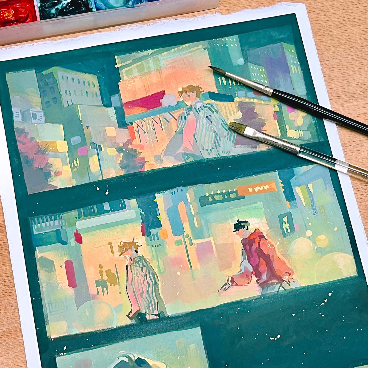 「Short comic WIP #gouachepaint #illustrat」|Kil @ NEW ZINE RELEASE 💪🎊のイラスト
