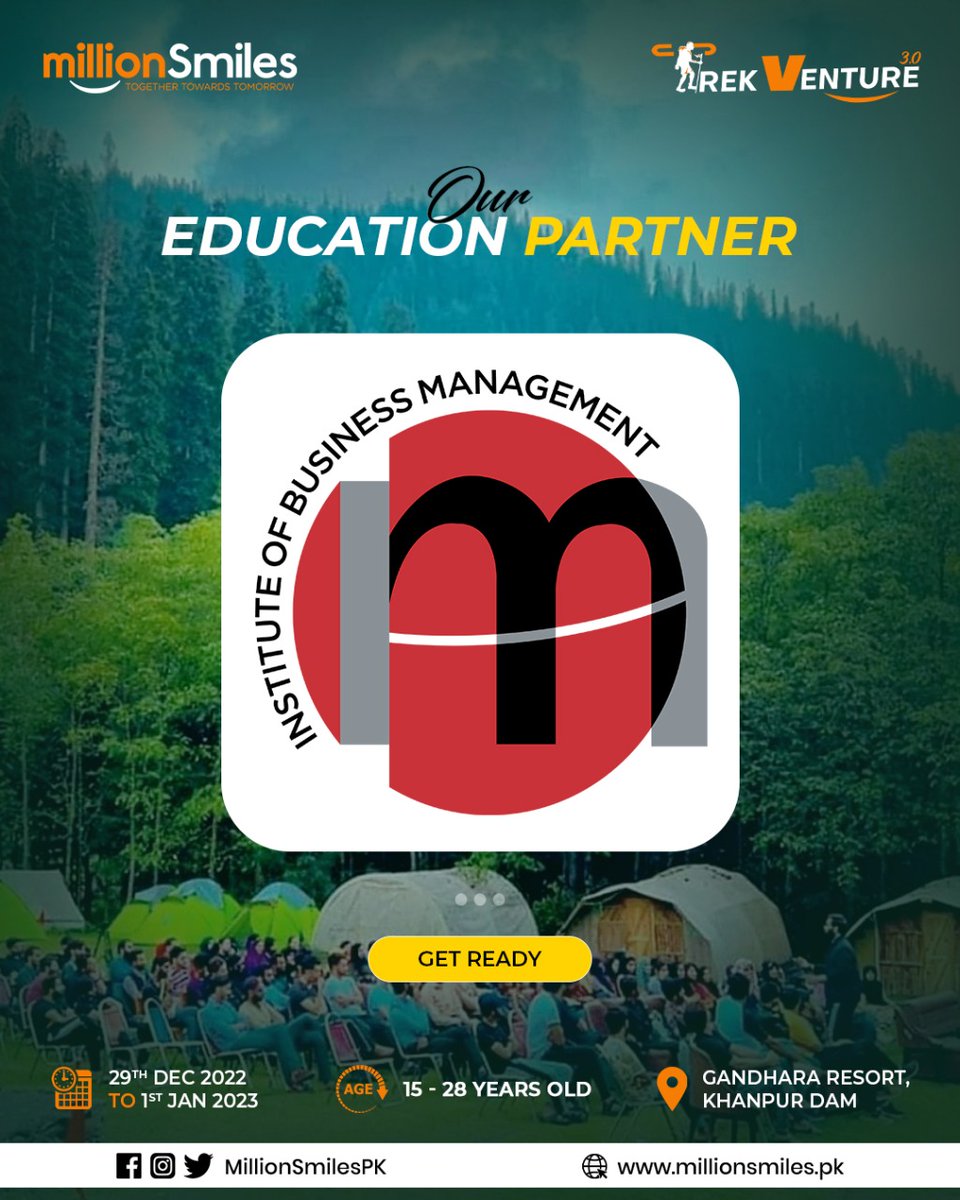 We proudly announce <a href="/IoBM_Official/">IoBM</a> as our official Partner for #TrekVenture.

Thank you "Institute of Business Management" for supporting this youth development initiative.

#LeadershipCamp #Training #youthdevelopment