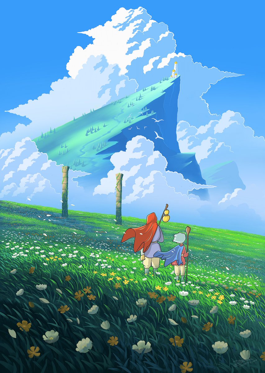 Procreate's tweet image. It&apos;s about the journey, not the destination, and we&apos;d definitely take our time wandering through @Syntetyc&apos;s vivid #Procreate works. We love the sweeping landscapes and mountainous clouds. 🏔