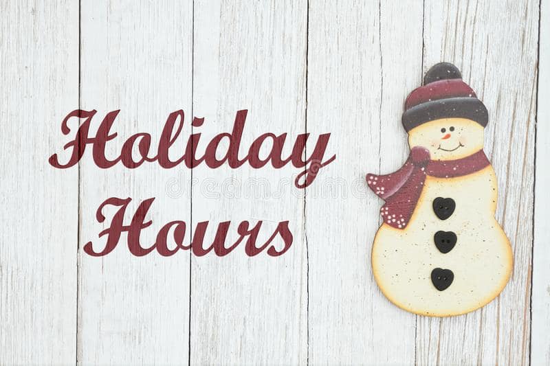Our office will be closed Dec. 26-29 and Jan. 2. Happy Holidays, dear friends!
