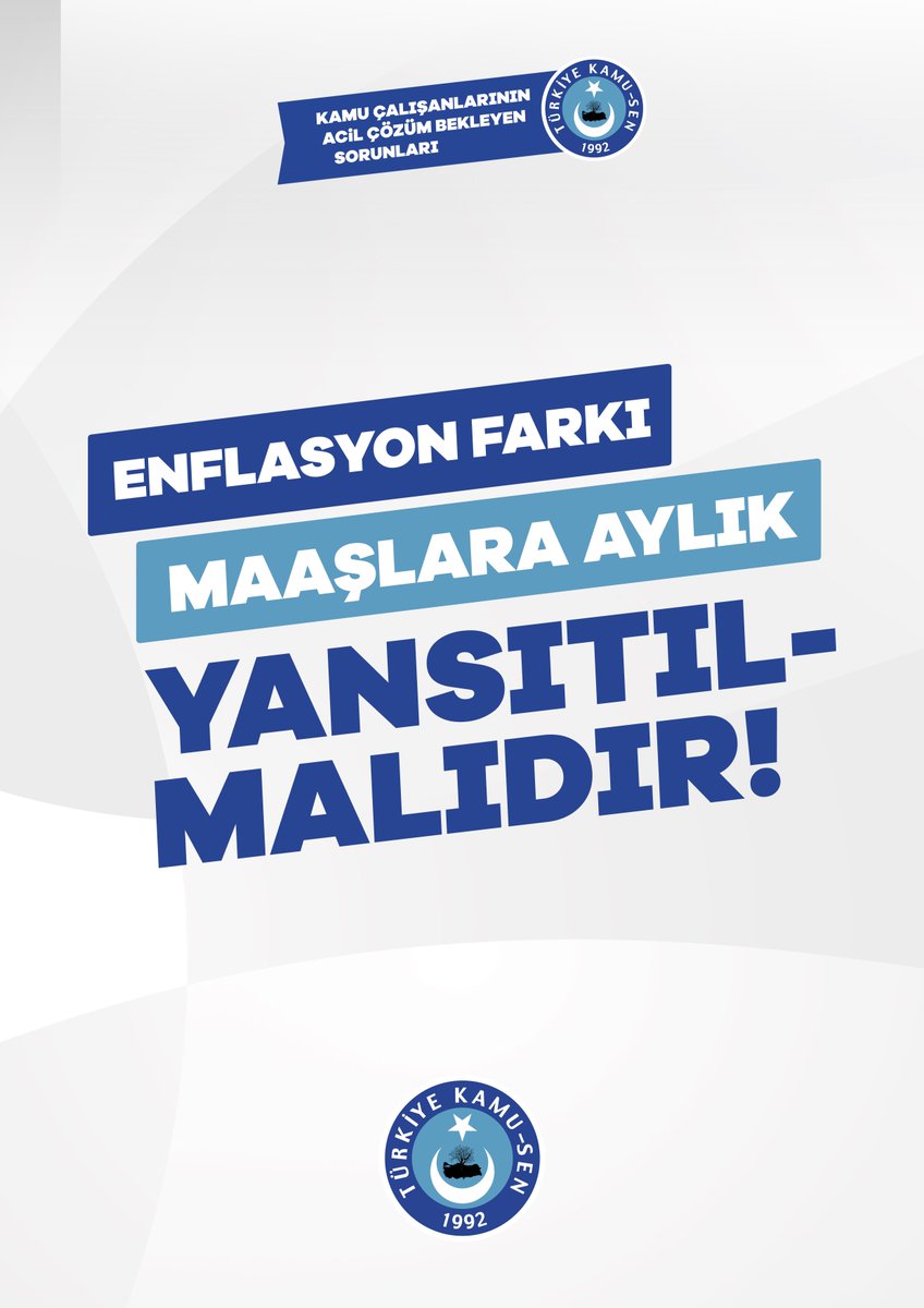 Enflasyon farkı maaşlara aylık yansıtılmalıdır.

Emekliye ve Memura #EkZamŞartOldu