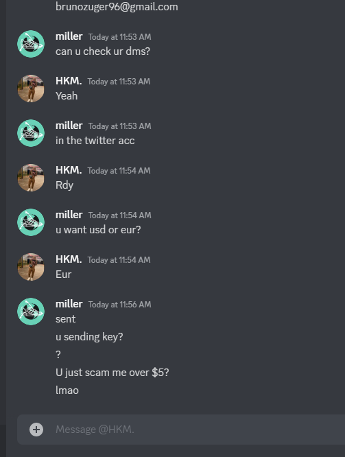 resoleutions's tweet photo. @Hakym_97 just scammed me over $5. dont trust this guy. https://t.co/U0QcPd468A