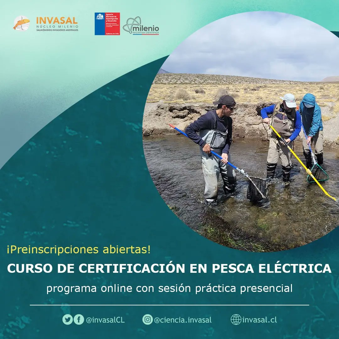 De manera inédita en Chile impartiremos junto con Canadian Rivers un curso de pesca eléctrica el que tendrá certificación internacional.

🎣 Más información en: invasal.cl/curso-pesca-el… 

🧵👇🏾