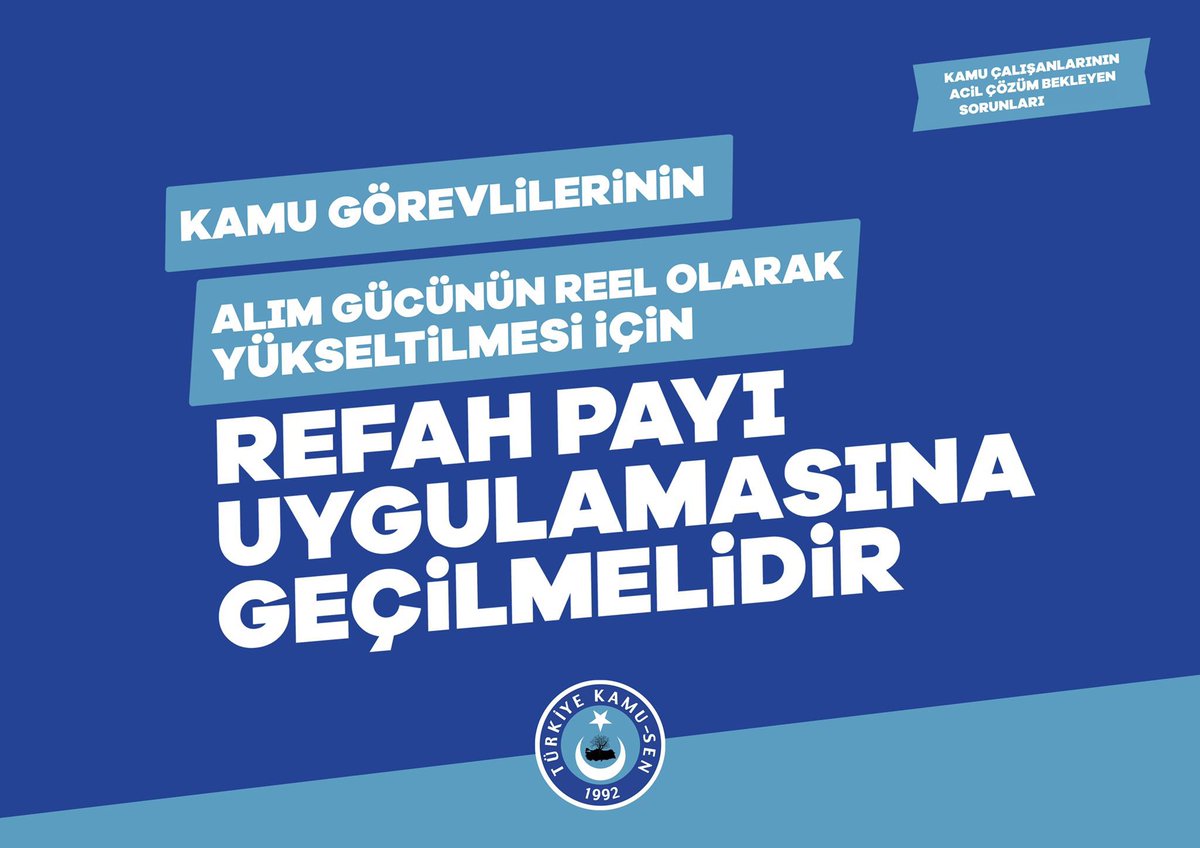 Enflasyon kadar zam SIFIR ZAM demektir.
Gerçek zam, enflasyon farkıyla birlikte REFAH PAYI verilmesidir.
#EkZamŞartOldu