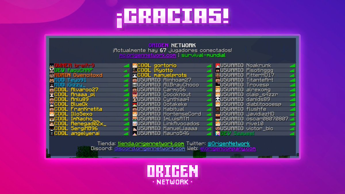 🥳SORTEO EXPRESS NAVIDEÑO🥳

GANA el rango más alto del server, rango ORIGEN y todas sus recompensas GRATIS!

Requisitos:

1. Dale RT a este tweet.
2. Únete al Discord: discord.gg/origencraft