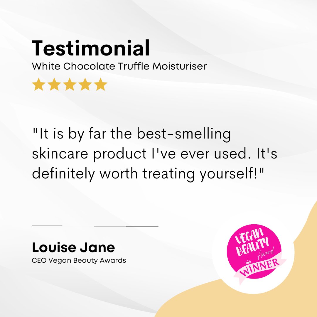 Yay! MuLondon White Chocolate Truffle Moisturiser is a Vegan Beauty Award Winner. 🥇 🍫 😋

"It is by far the best-smelling skincare product I've ever used. It's definitely worth treating yourself!" - Louise Jane, CEO Vegan Beauty Awards.

mulondon.com/moisturisers/w…