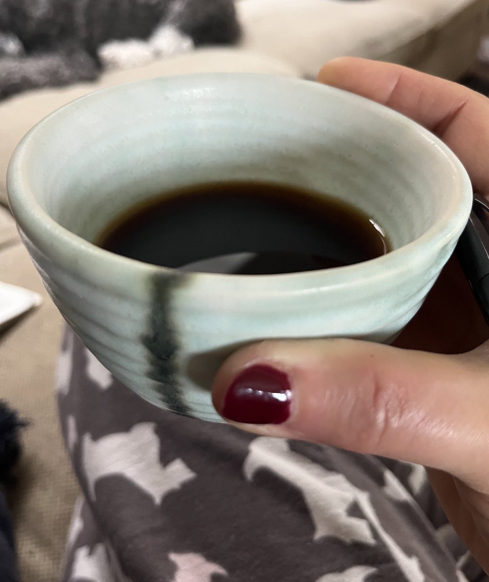 leaglundy's tweet photo. The most interesting cups yet I’ve ever received. Usually use these #McCartyPottery coffee cups as bowls, but trying them out today for their intended purpose. Can never have too much of it. (Coffee or McCarty)❤️☕️ https://t.co/gEwvNczpRb