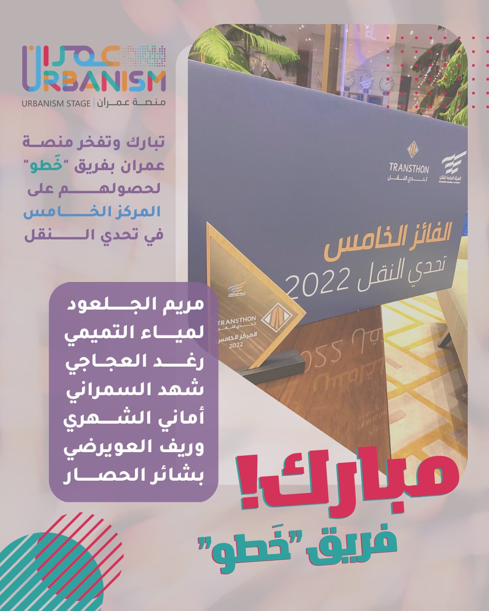 نبارك لأعضاء فريق (خَطو)🌟

حصولهم على المركز الخامس من بين (١٢٠٠) فريق مشارك و (٣٤) فريق مرشح، في هاكثون الهيئة العامة للنقل:

(تحدي النقل)

الف مبروك، القادم أجمل🙏.