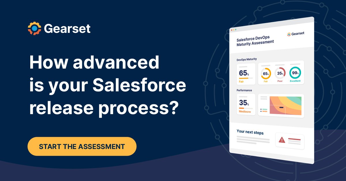 GearsetHQ's tweet image. How advanced is your Salesforce DevOps process? Take the maturity assessment to find out: grst.co/3t3otsc #Salesforce #DevOps #DevOpsMaturity