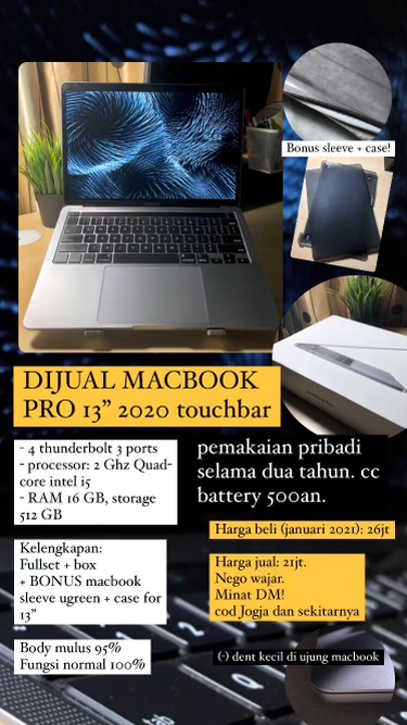 pemda_diy's tweet photo. langsung ajaaaaa hubungi saya bisa gas dan josjis.
jual cepat!!! nego hubungi merapat!
#macbookpro13 https://t.co/qgnQ1KXdhr