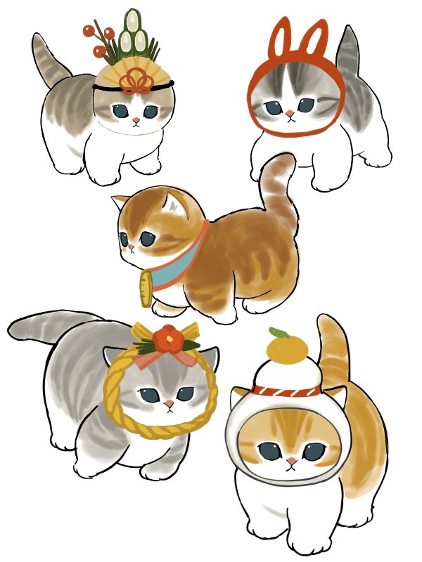 no humans cat white background simple background kagami mochi animal focus food  illustration images
