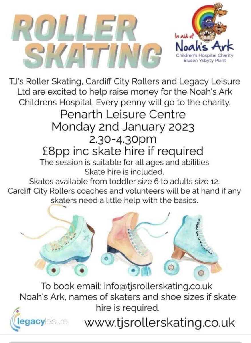 #Getyourskateson Work off those extra Christmas calories, entertain the kids and support you national children’s hospital! @noahsarkcharity