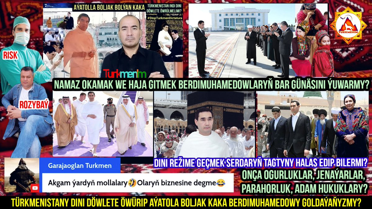 DowletBayhan's tweet photo. #Turkmenistan The former president is trying to stay active in politics as a spiritual leader and at the same time protect his son's presidential seat.  Tandemocracy is the new face of the #Turkmen dictatorship regime. Public opinion? #Turkmenim YouTube: https://t.co/BNIScE2DjY https://t.co/ZrHqxnHUlf