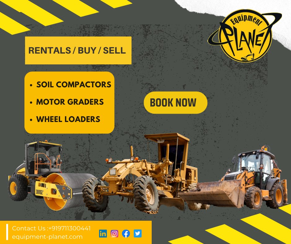 Soil Compactors, Motor Graders and Wheel Loaders are readily available for rental/ sale/ buy in competitive price. 

#construction #constructionindustry #motorgrader #equipmentsales #rental #delhi #india #earthmovingequipment #earthmovingmachinery #equipmentplanet #constructions