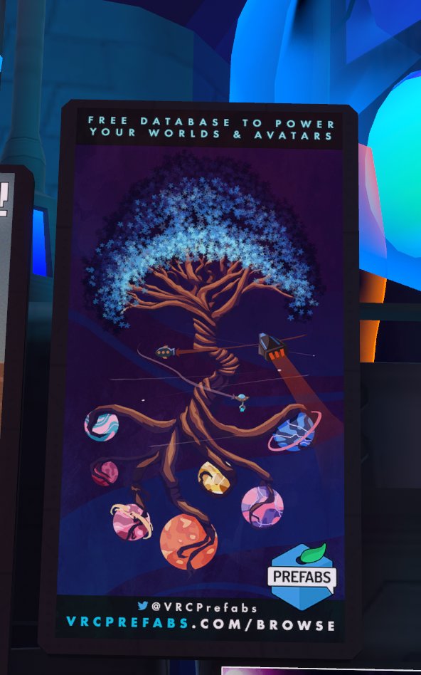 Since 2018, I've been creating the poster for <a href="/VRCPrefabs/">VRCPrefabs</a> in #VRChat new years eve worlds. This year is no different and just like I've done every year, the tree is bigger than the previous one😄
Included all the past posters for comparison below too.
#VRCNYE2023