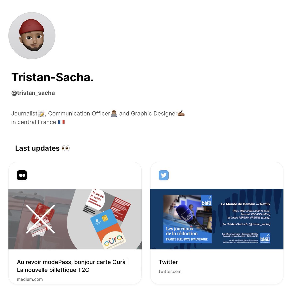 tristan_sacha's tweet photo. After, three or four layouts, I think I have one that is not bad 👍🏽
It's clearly more aesthetic than the forbidden #Linktree or #Bitly link I used before 👌🏽
🔗 https://t.co/4n63757XTx https://t.co/gFvLS8oKvZ