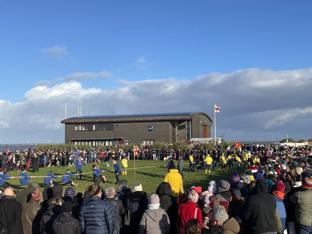 Boxing Day Traditions. This year celebrates the 50th anniversary of the Slater Trophy Boxing Day Tug of War RNLI vs Hoylake Sailing Club #Hoylake #RNLI #BoxingDay