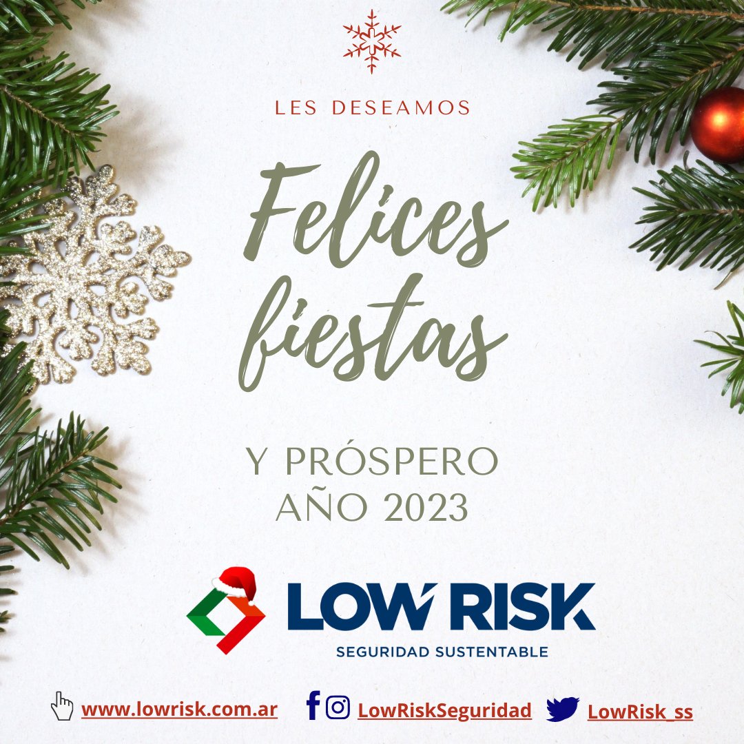 lowrisk_ss's tweet photo. Les deseamos felices fiestas y prospero año nuevo !

Agradecemos a todo el Staff que conforma Low Risk y a nuestros clientes, por este gran año de trabajo juntos. https://t.co/fbRQT359XE