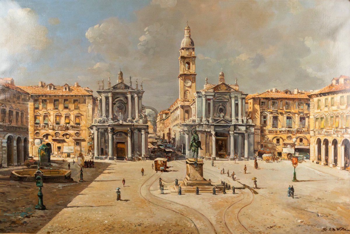 Giuseppe DE WINTER, 'TORINO - PIAZZA SAN CARLO' #GiuseppeDeWinter #art #arttwit  #iloveart #Baroque #ArtLovers #Gesture #DeWinter #ilovetorino #Turin #Torino #TorinoCheMeraviglia #PiazzaSanCarlo #TheatrumSabaudiae #CarloDiCastellamonte #CarloCognengo #CarloCognengoDiCastellamonte