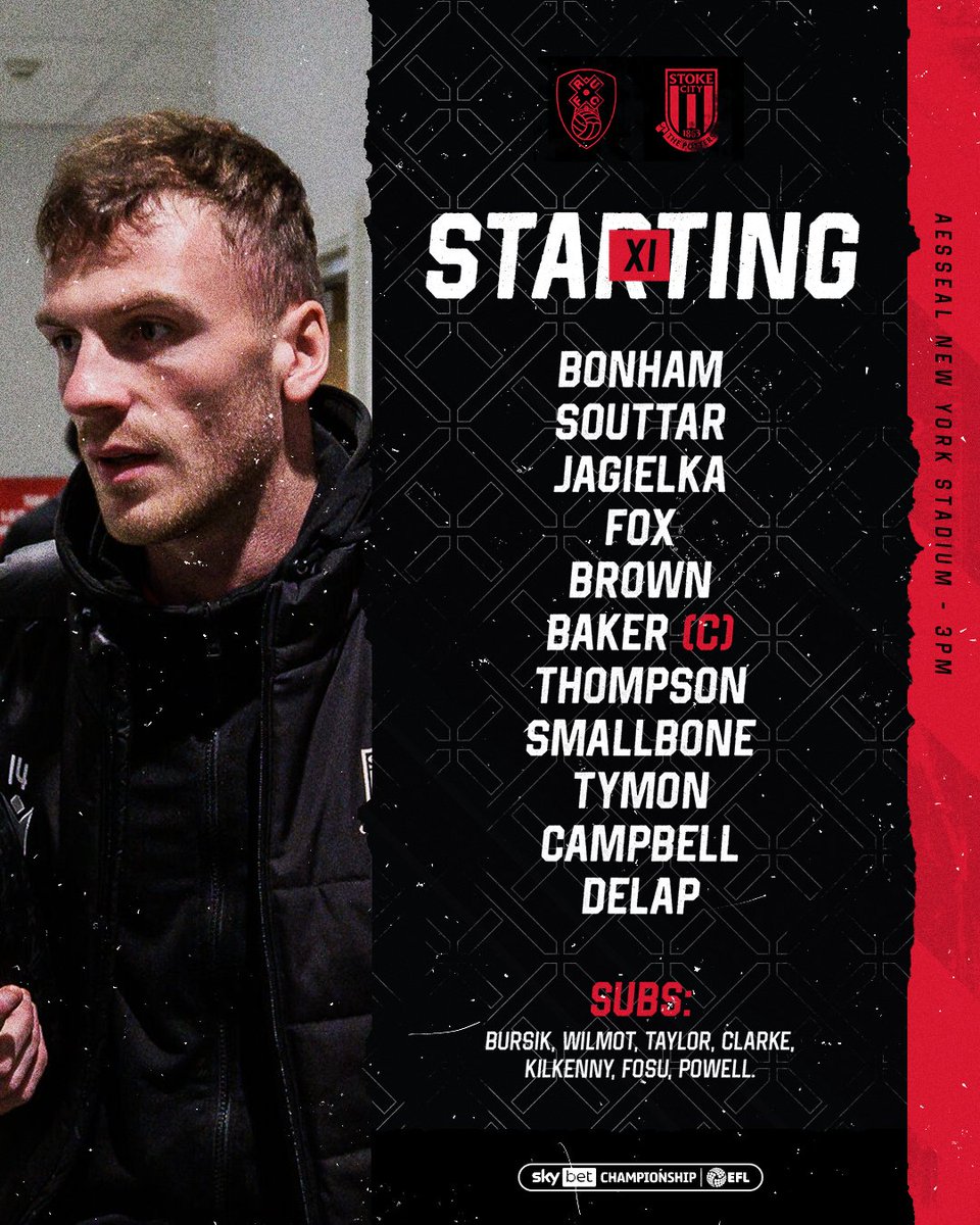 stokecity's tweet photo. Your staring XI to face Rotherham 👊 https://t.co/tsyPBM94lY