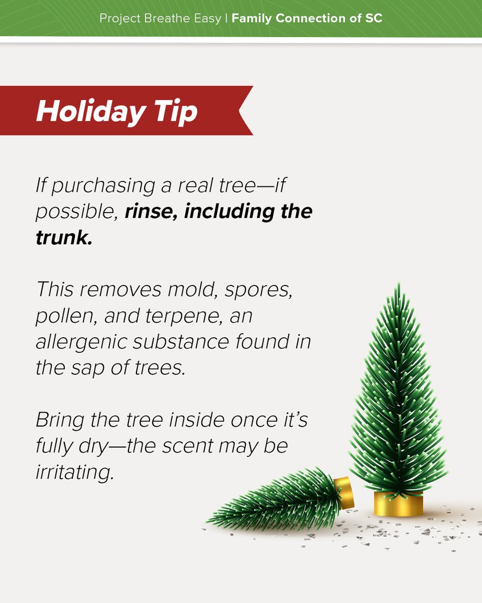 The holidays can expose you to new allergens. Here's a tip: if purchasing a real tree, rinse and remove mold, spores, and pollen before bringing the tree inside.