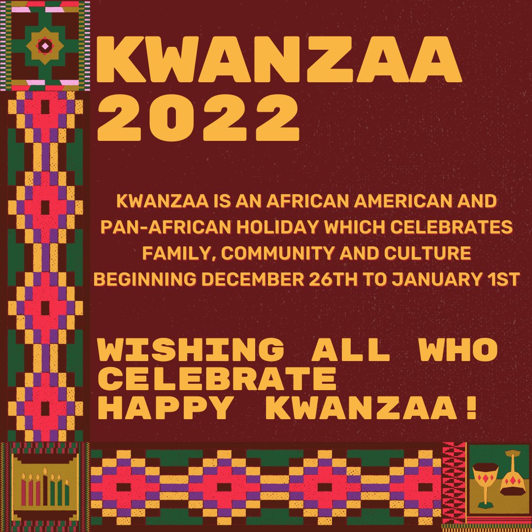 #Kwanzaa is an annual celebration of African-American culture from December 26 to January 1! Happy Kwanzaa to all who celebrate.