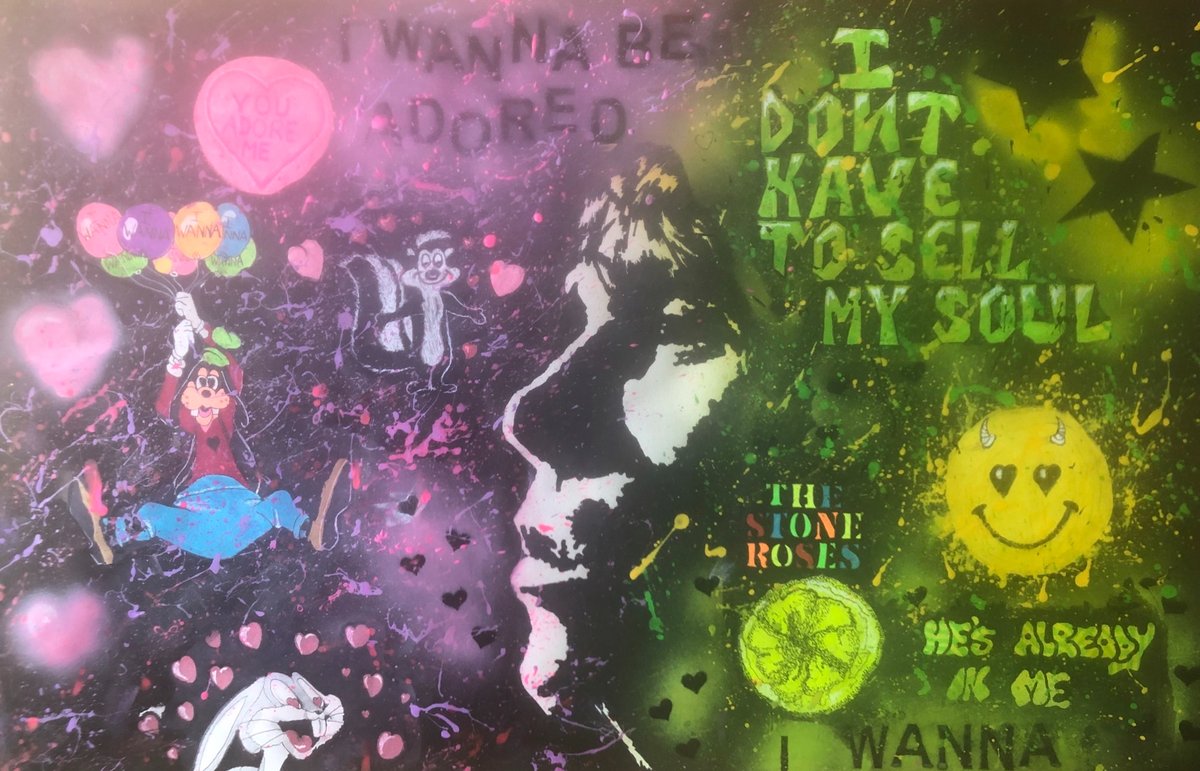 JanetHalmshaw's tweet photo. I Wanna Be Adored painting available in signed limited edition print £50. #MANCHESTER #IanBrown #indie #ManchesterUnited #infie #vinyl #painting #fift #print #goth #britpop #90s #NFT #anime #music #love #adored #madchester #recordcollection #nostalgis #stoneroses https://t.co/ZJmClg76WM