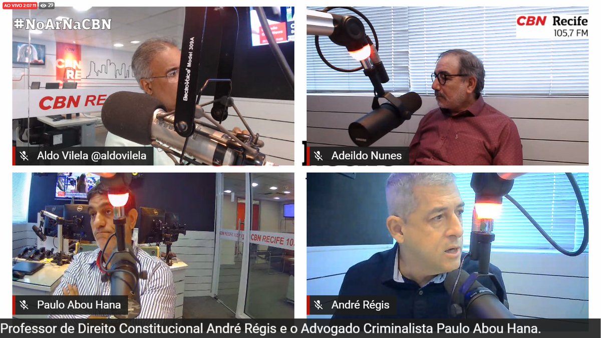 cbnrecife's tweet photo. | #NoArNaCBN - Debate - Orçamento secreto, lava jato e independência dos três poderes. Conosco, hoje (26), o Jurista Adeildo Nunes, o Cientista Político e Professor de Direito Constitucional André Régis e o Advogado Criminalista Paulo Abou Hana. https://t.co/iDyDpFdAle