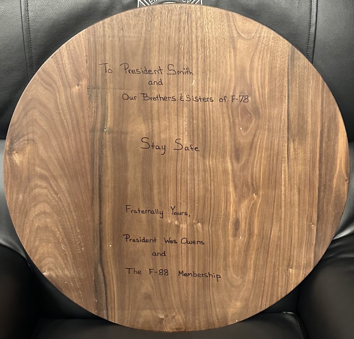 iafff78's tweet photo. Wow. The Brotherhood/Sisterhood does truly travel across jurisdictions! Thanks to @LOCAL_F88 for your very thoughtful gift. It's a beautiful addition to our Union space. 

#HanscomAFB #IAFFnewsdesk #PFFM #IAFF #FLocal78 #UnionStrong #AirForce #FederalFireFighters #Thankful https://t.co/WZsEDxc817