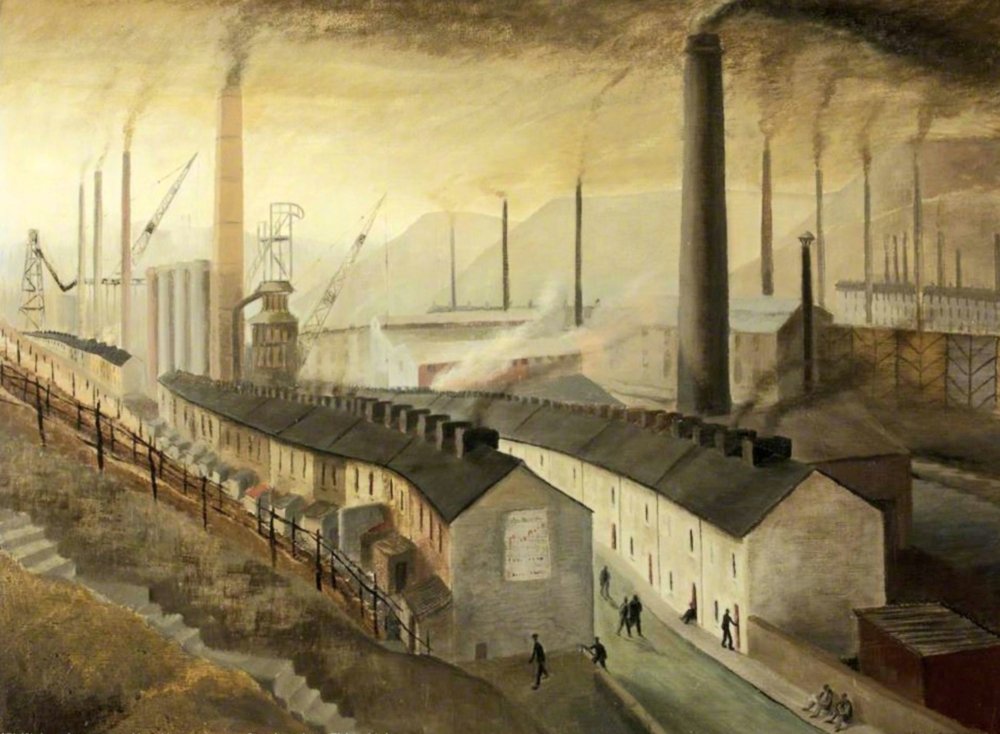 ahistoryinart's tweet photo. In the mid-1950s, Nan Youngman  discovered the landscape of south Wales, which provided the subject of much of her strongest work. Amid the smoke and industrial noise in the Rhondda Valley, she creates a sense of mystery and melancholy through a largely unpeopled landscape. https://t.co/p8d7SYSyGZ