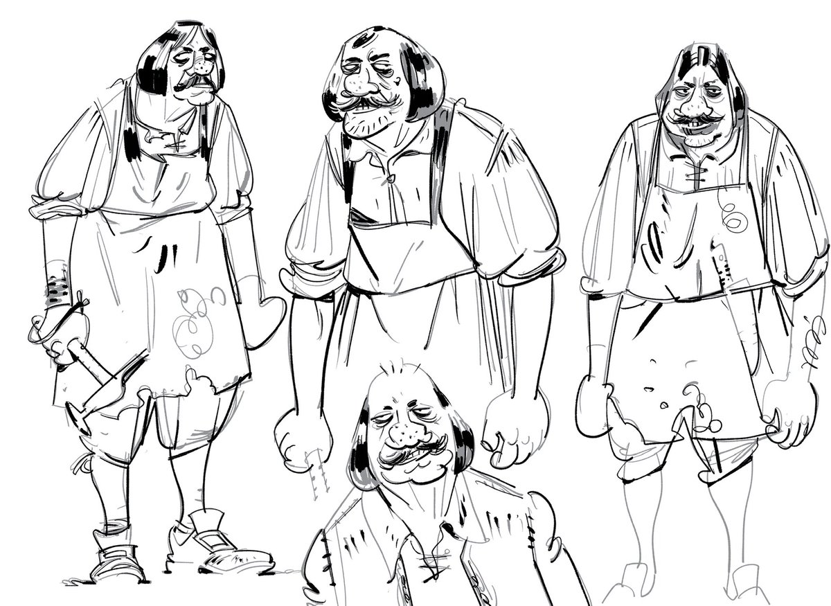 hombreoctubre's tweet photo. And the last one for today, the antagonist, the bad guy, it was going to be Don Manolo the cobbler (and his wife). Finally he wasn’t. But here are some drawings I did. @Dreamworks #pussinbootsthelastwish #DonManolo https://t.co/8x5nQ9vakA