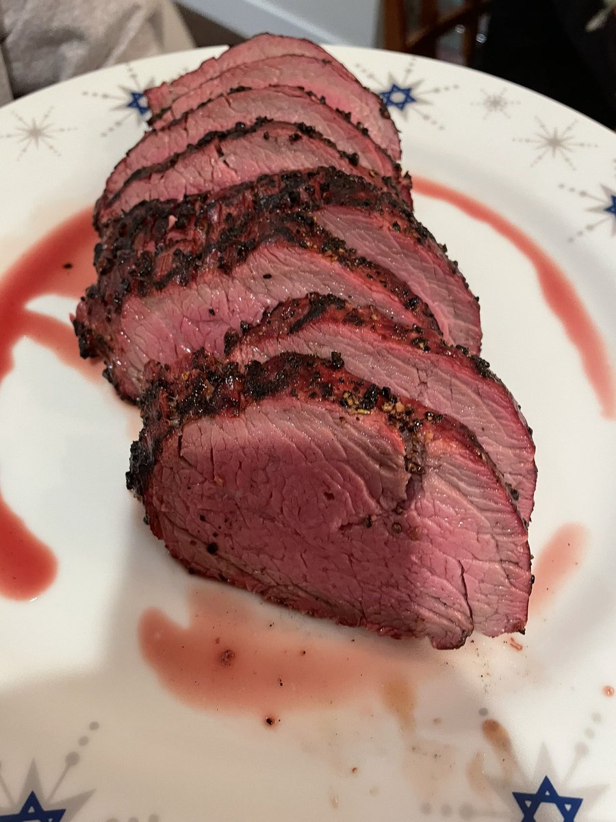 Delicious reverse sear beef tenderloin on a <a href="/WeberGrills/">Weber Grills</a> 26”. Love the job of <a href="/fireboardlabs/">FireBoard Labs</a> Drive 2 does of keep temps on target. <a href="/SlowNSear/">SnS Grills</a> grills for the sear.