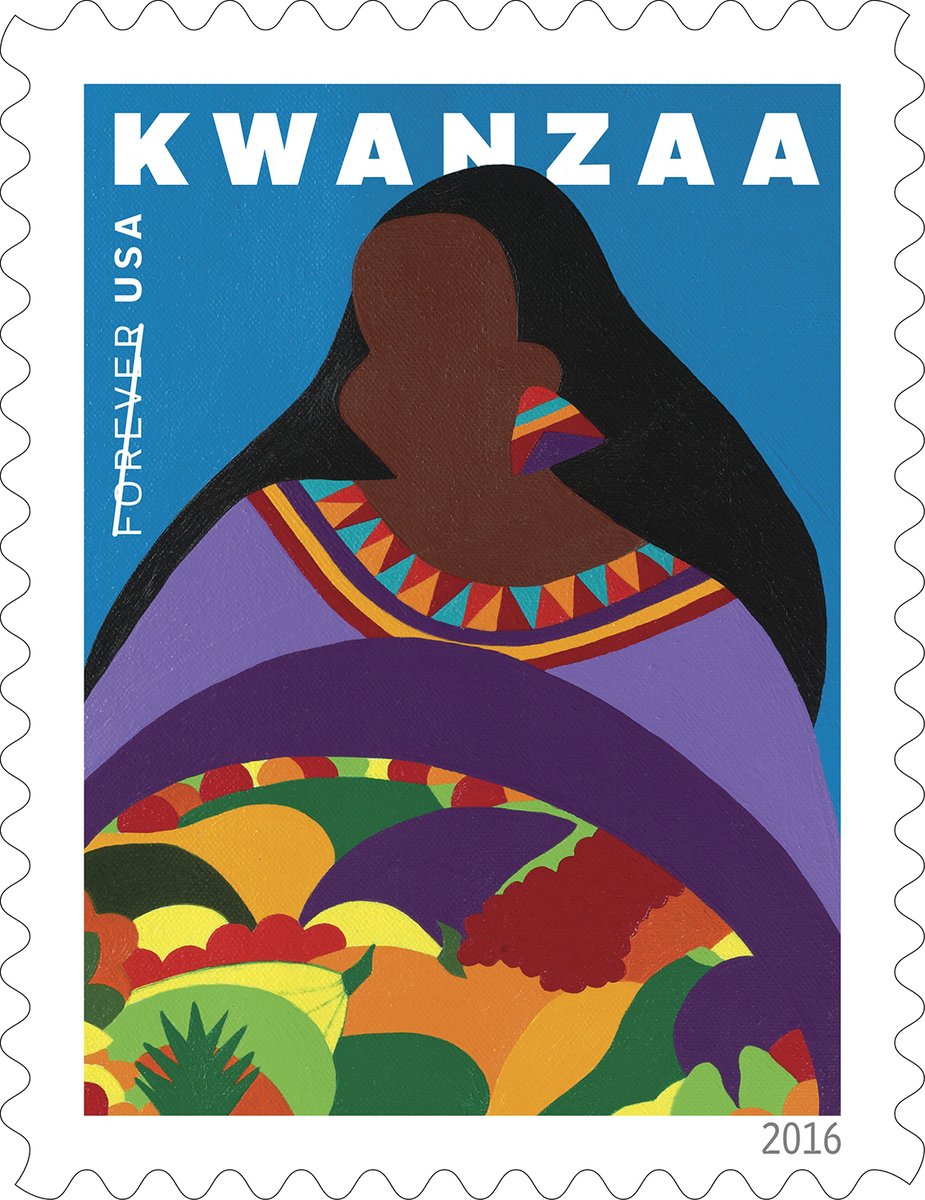 SO HONORED to have been commissioned by the U.S. Post Office to design the first Kwanzaa Stamp in 1997 - it's the 25th Anniversary - and a Kwanzaa Forever Stamp in 2016. HAPPY HAPPY Kwanzaa! #Kwanzaa #Kwanzaastamps #synthiasaintjames