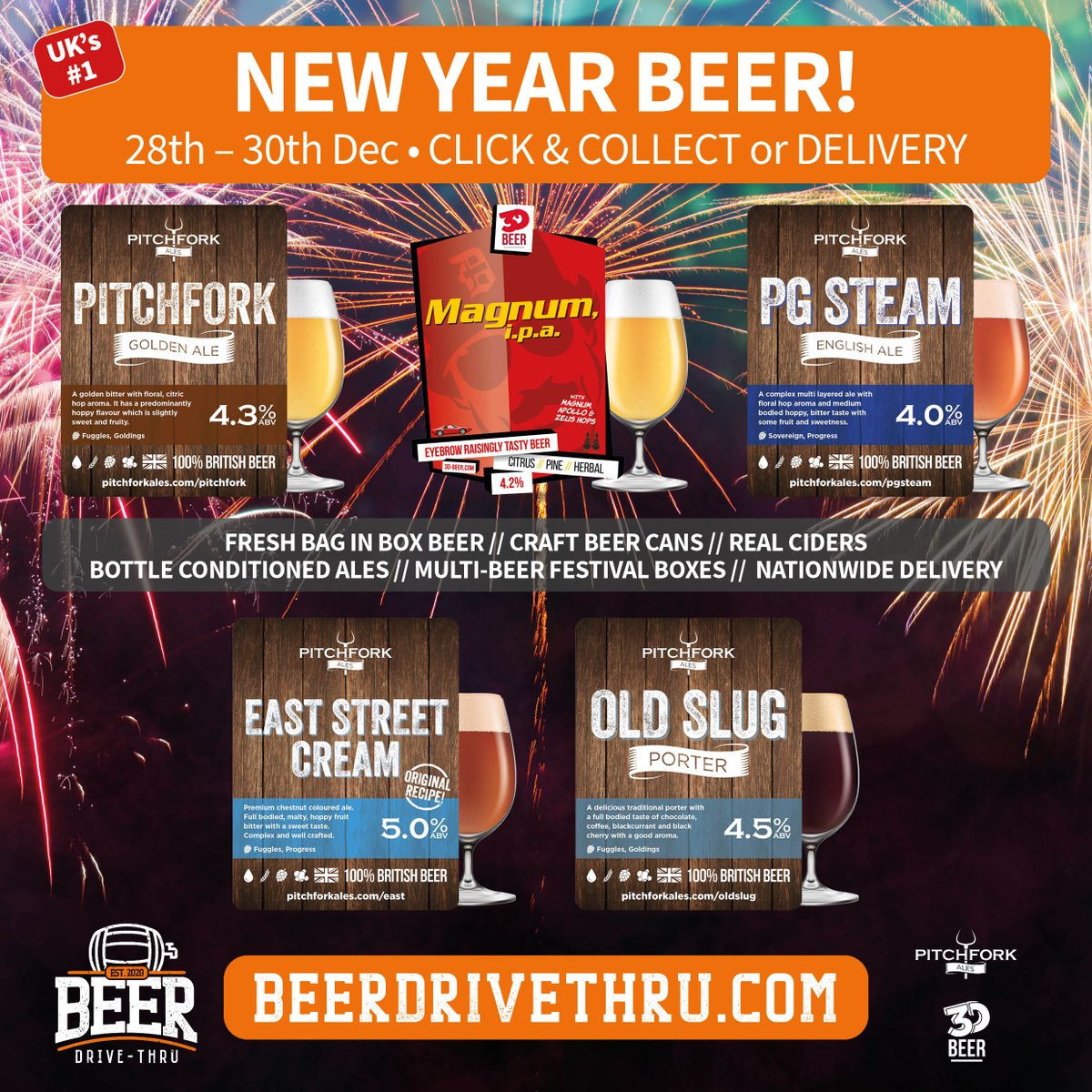 Your New Year beers are here! Delivery and collection slots are already open, so mosey on over to this link to get your beer order in now ---&gt; bit.ly/3w6cMlc