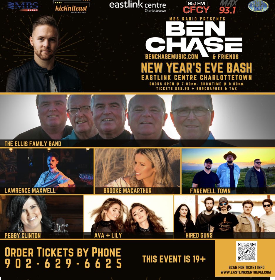 EastlinkCtrPEI's tweet photo. Made your Plans for New Year’s Eve yet? Maybe we can help - like, share, retweet for the chance to win @BenChase Holiday Bash tickets #EllisFamily #BrookeMacarthur #LawrenceMaxwell #FarewellTown #HiredGuns #PeggyClinton #Ava+Lilly 19+ Event - Phone option not available till Wed https://t.co/d1iNjOICFu